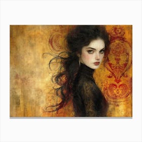 Woman With Long Black Hair Canvas Print