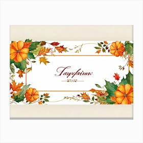 Calligraphy Themed Illustration Featuring The Joyous Season Of Fall In An Ornate Script Style Happy Canvas Print