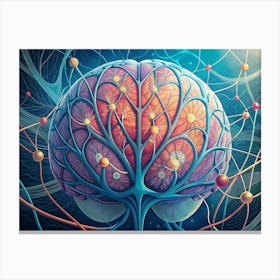 Abstract Colorful Illustration Of A Brain With Neural Connections Canvas Print