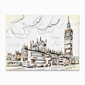 London Uk Great Britain England City River Urban Travels Britannia Bridge Big Ben Canvas Print