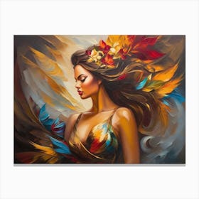 Woman With Feathers Canvas Print