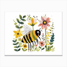 Little Floral Honey Bee 1 Canvas Print