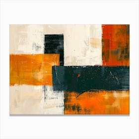 Abstract Painting, Orange, Black, White Canvas Print