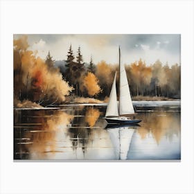 Sailboat Painting Lake House (19) Canvas Print