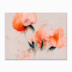Wild Coral Flowers Canvas Print