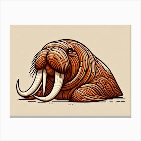 Charming Walrus on the Beach Canvas Print