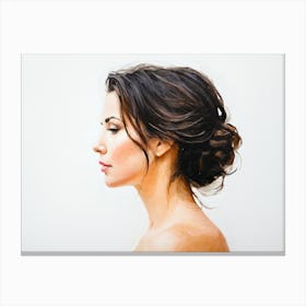 Side Profile Of Beautiful Woman Oil Painting 69 Canvas Print