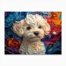 Bichon Frise Paper Quilling Dog Portrait Canvas Print