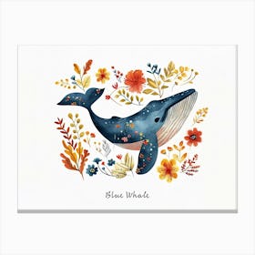 Little Floral Blue Whale 2 Poster Canvas Print