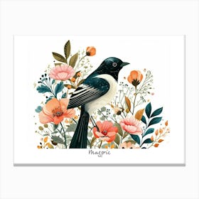 Little Floral Magpie 2 Poster Canvas Print