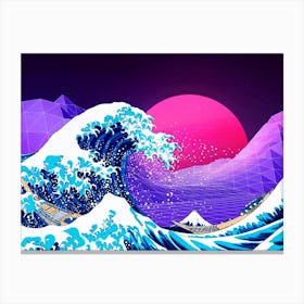 Synthwave Space: The Great Wave off Kanagawa [synthwave/vaporwave/cyberpunk] - synthwave art, space poster Canvas Print