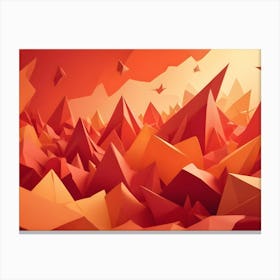 Abstract Landscape With Sharp, Geometric Peaks In Vibrant Red And Orange Hues, Creating A Dynamic And Fiery Visual Canvas Print