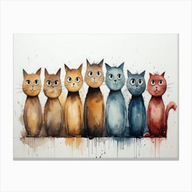 Cats In A Row 3 Canvas Print
