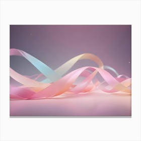 Abstract Image Of Delicate, Pastel Pink, Blue, And Yellow Ribbons, Flowing And Intertwining, Creating A Soft And Whimsical Design Canvas Print