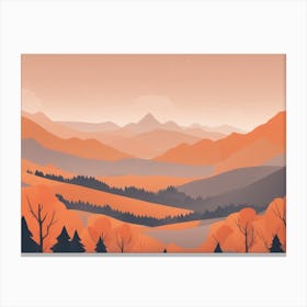 Misty mountains horizontal background in orange tone 148 Canvas Print