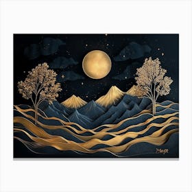 Moon In The Mountains Canvas Print