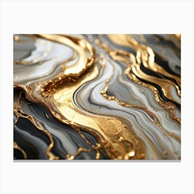 Abstract Marble Texture Swirls Of Gold And Silver Intertwining In A Lavish Dance Of Opulence Palet (5) Canvas Print