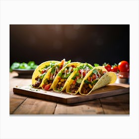Tacos On A Wooden Board 3 Canvas Print