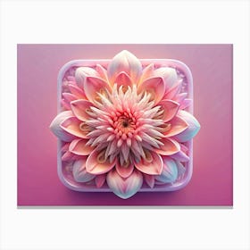 Pink Flower In A Square Vase Canvas Print