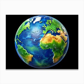 Realistic Earth Globe Canvas Print