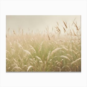 A Close Up Shot Of A Field Of Tall, Golden Grass With A Soft, Ethereal Glow Canvas Print