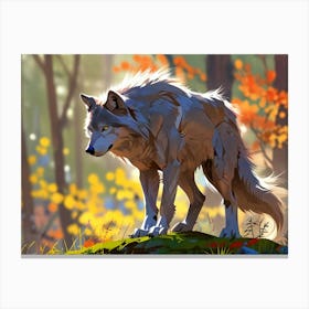 Wolf In The Woods 10 Canvas Print