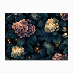 Floral Vintage Background, Dark Seamless Pattern 3 Canvas Print