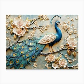 Peacock Painting 18 Canvas Print