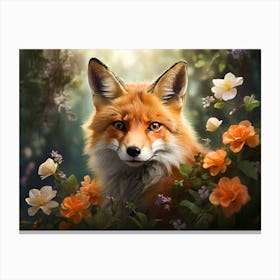 Fox In The Forest Paintings Art Print Canvas Print