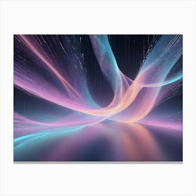 Abstract Image Of A Series Of Flowing, Neon Like Lines In Shades Of Pink, Blue, And Orange, Resembling A Digital Network Or A Constellation Of Stars Canvas Print