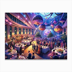 Fancy Party With Guests In An Elegant Hall Canvas Print