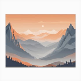 Misty mountains horizontal background in orange tone 127 Canvas Print