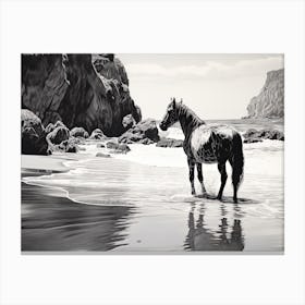 A Horse Oil Painting In Pfeiffer Beach California, Usa, Landscape 1 Canvas Print