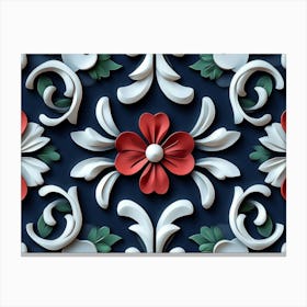 Seamless Relief Sculpture Designation Retro Pattern Spiral Vortex Cross Vine Leaf Flower Canvas Print