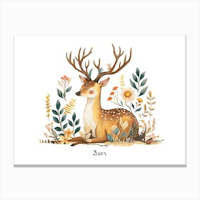 Little Floral Deer 2 Poster Canvas Print