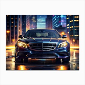 Luxury Sedan In Urban Night Canvas Print