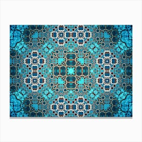 The Blue Pattern Is Symmetrical With Bubbles Canvas Print