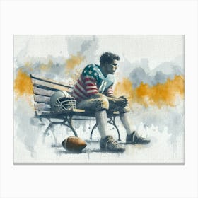 American Football Player Watercolor retro Canvas Print