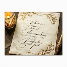 Calligraphic Handwriting Crafting An Elegant Thank You Note Swoops And Curls Of The Letters Intrica (3) Canvas Print