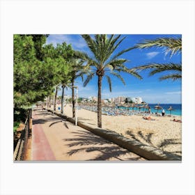 Magaluf Palm Trees On The Beach Canvas Print