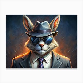 Rabbit Wearing Suit, Fedora, And Sunglasses Canvas Print