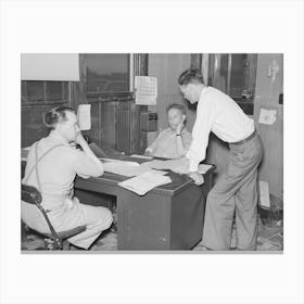 Southeast Missouri Farms, Conference In Construction Office By Russell Lee Canvas Print