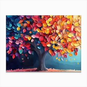 Colorful Tree With Leaves On Hanging Branches 16 Canvas Print