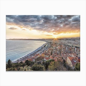The City Of Nice At Sunset Canvas Print
