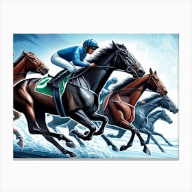 Horse Race wall art print poster Canvas Print