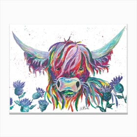 Colourful Highland Cow Canvas Print