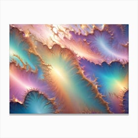 Abstract Image Of Swirling, Iridescent Colors In Shades Of Pink, Gold, And Turquoise Canvas Print