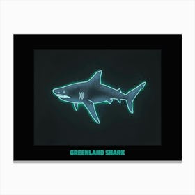 Neon Blue Greenland Shark 2 Poster Canvas Print