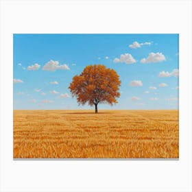 Lone Tree In A Field 3 Canvas Print