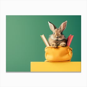 Bunny In School Bag Canvas Print